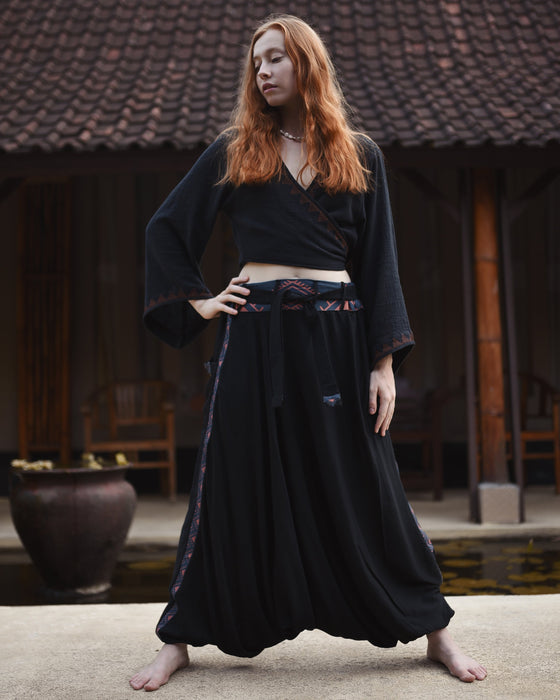 Easy to care for, Comfy Boho Pants Alladine, Grey Pattern RAYON are machine washable for your convenience.