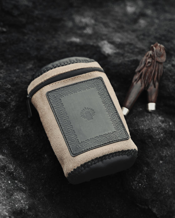 Handmade leather pouch with a belt clip, ideal for storing Rapeh, Kuripe, or small personal items during ceremonies.