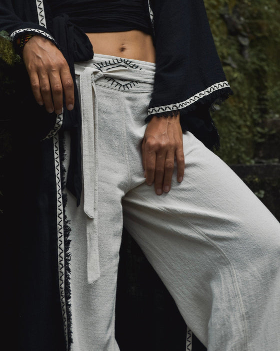 Boho Cotton Wide-Leg Pants