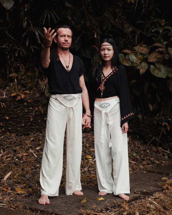 Boho Cotton Wide-Leg Pants