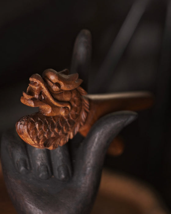 Dragon Kuripe Pipe for Hape Snuff - Wooden  Pipe for Herbal Medicine - Shamanic Tools TEAK  Wood Kuripe Applicator