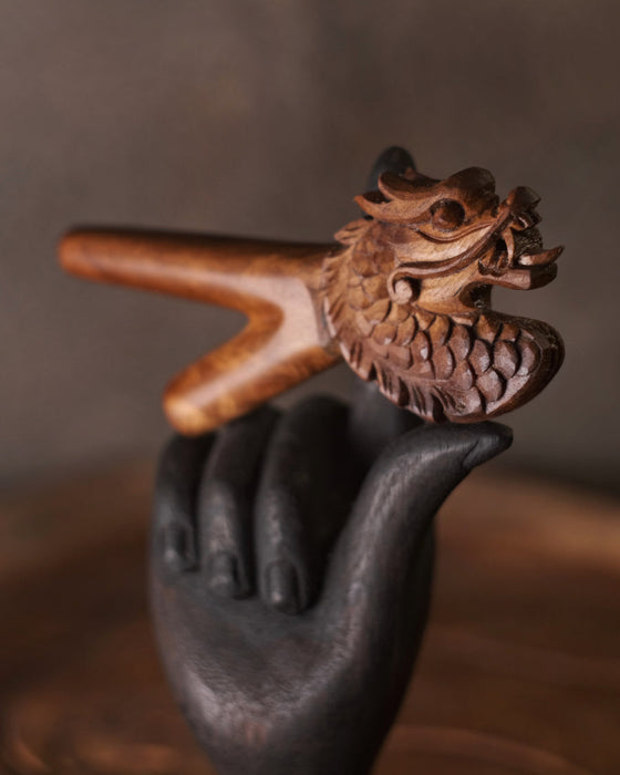 Dragon Kuripe Pipe for Hape Snuff - Wooden  Pipe for Herbal Medicine - Shamanic Tools TEAK  Wood Kuripe Applicator