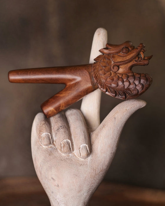 Dragon Kuripe Pipe for Hape Snuff - Wooden  Pipe for Herbal Medicine - Shamanic Tools TEAK  Wood Kuripe Applicator