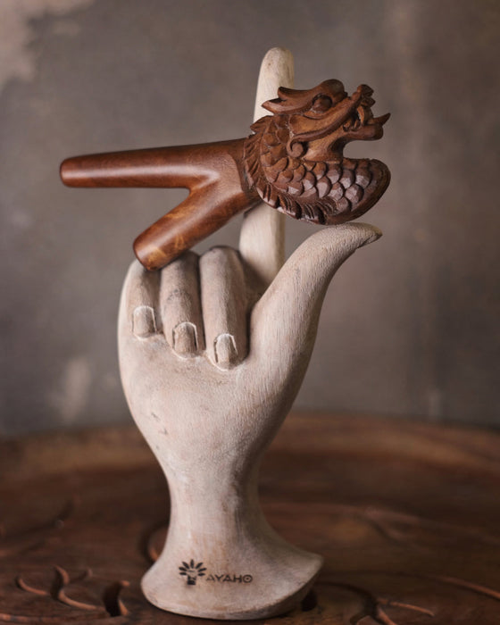 Dragon Kuripe Pipe for Hape Snuff - Wooden  Pipe for Herbal Medicine - Shamanic Tools TEAK  Wood Kuripe Applicator