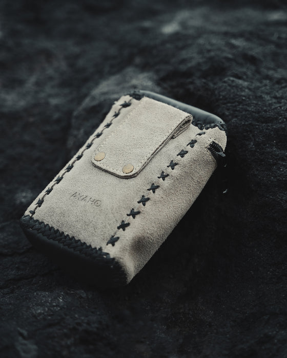 Handmade leather pouch with a belt clip, ideal for storing Rapeh, Kuripe, or small personal items during ceremonies.