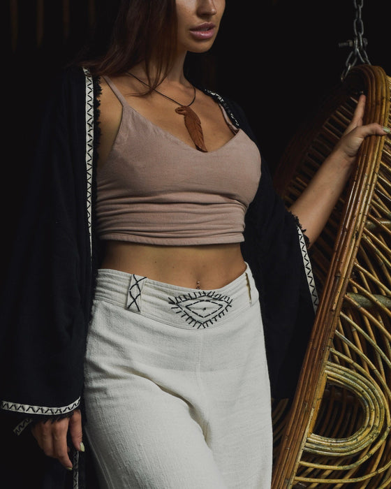 Boho Cotton Wide-Leg Pants