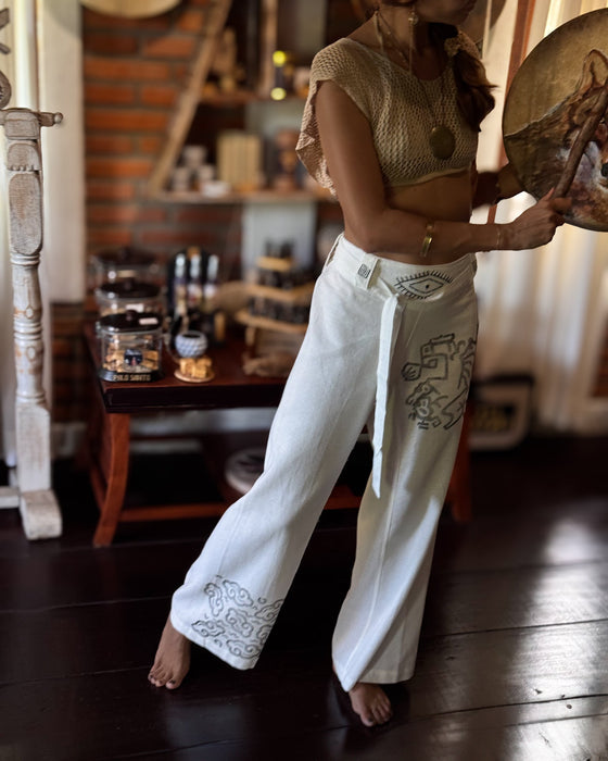 Designed for both men and women, Pants “The Spirit of Freedom”, Off White COTTON offer a unique blend of comfort and style.