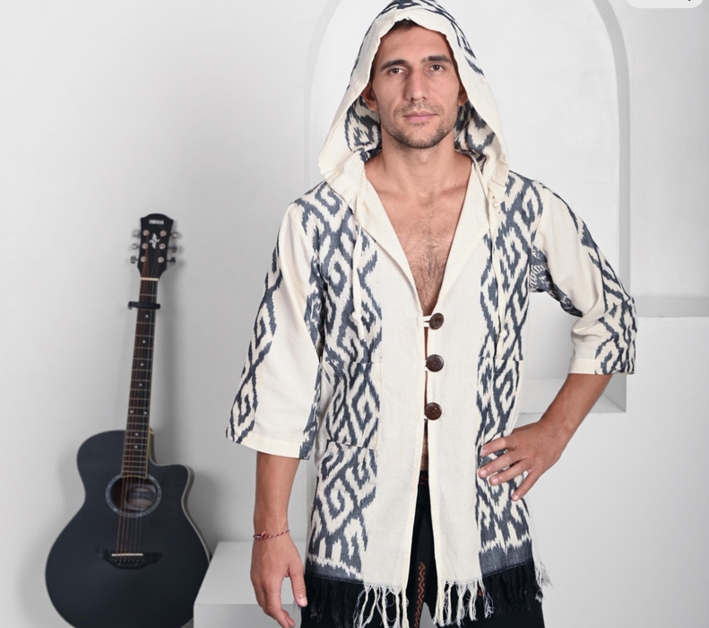 Ethnic boho style kimono with hood