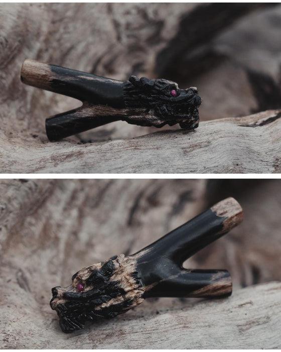 Dragon Kuripe • Shamanic tools • Sacred ceremony hape snuff self applicator • Rape herb pipe handmade • Kuripe rapeh applicator
