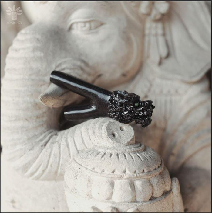 Dragon Kuripe • Shamanic tools • Sacred ceremony hape snuff self applicator • Rape herb pipe handmade • Kuripe rapeh applicator