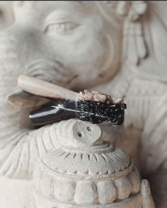 Dragon Kuripe • Shamanic tools • Sacred ceremony hape snuff self applicator • Rape herb pipe handmade • Kuripe rapeh applicator