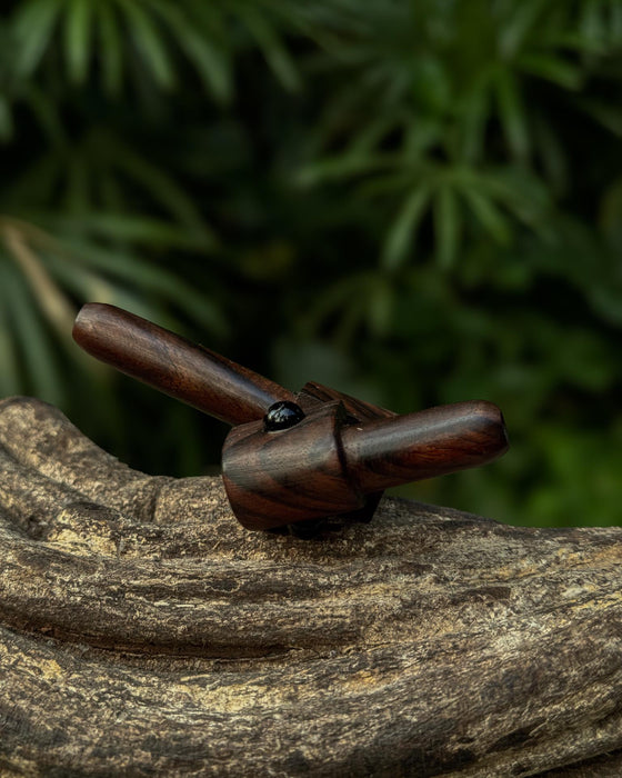 Transformer Kuripe Tepi Combo | Rosewood Sacred Rapéh Applicator | Handmade Kuripe with Black Onyx | Shamanic Tools for Ceremony