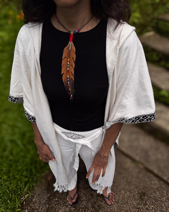 Eagle Feather Amulet Necklace – Adjustable Buffalo Leather Tribal Shaman Jewelry – Unisex Native Spirit Necklace – Indian Style Jewelry