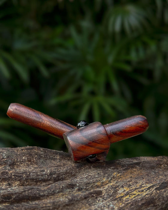 Transformer Kuripe Tepi Combo | Rosewood Sacred Rapéh Applicator | Handmade Kuripe with Black Onyx | Shamanic Tools for Ceremony