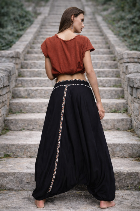 Alladine boho pants with white pattern