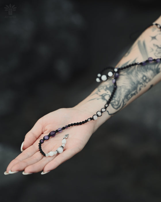 Long Lula with white, rose quartz, amethyst and silver