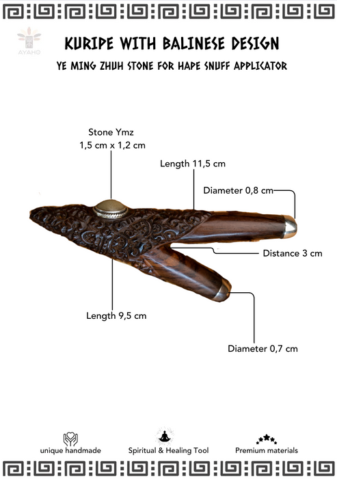 Rosewood Ethnic Pipe with Ye Ming Zhu Stone | Handcrafted Applicator for Ceremony