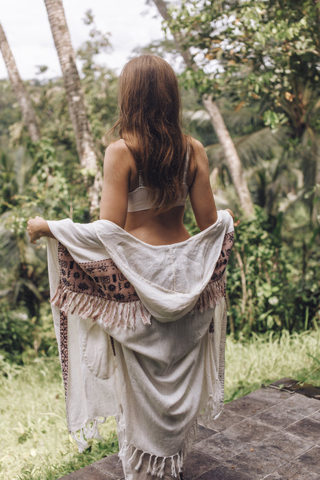Linen Poncho Pink & Black
