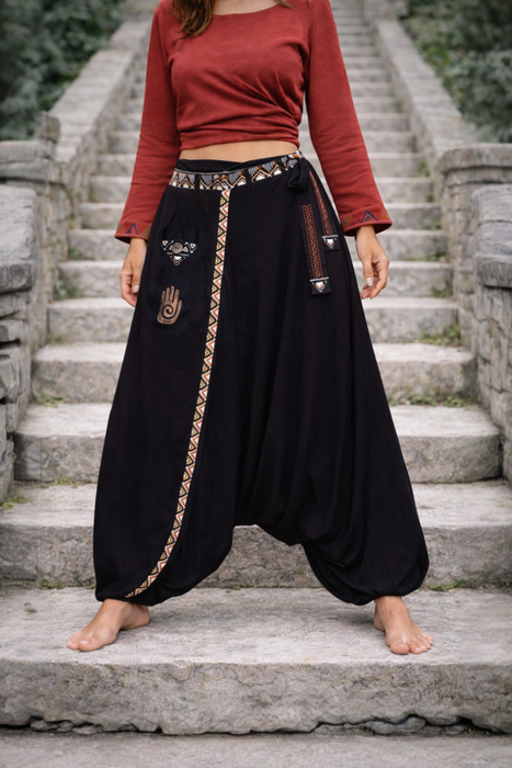 Alladine boho pants with white pattern