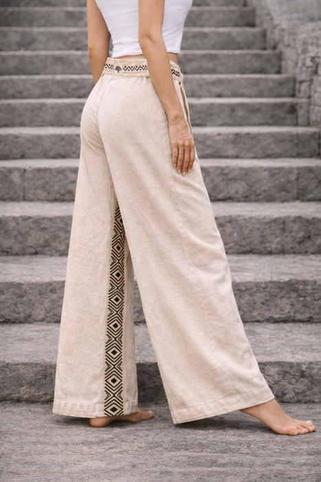 Cream Mocha Cotton Pants – New Pattern Boho Trousers