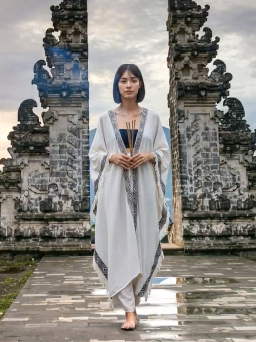 Boho Kimono – Handmade Cotton Festival Robe with Ethnic Embroidery