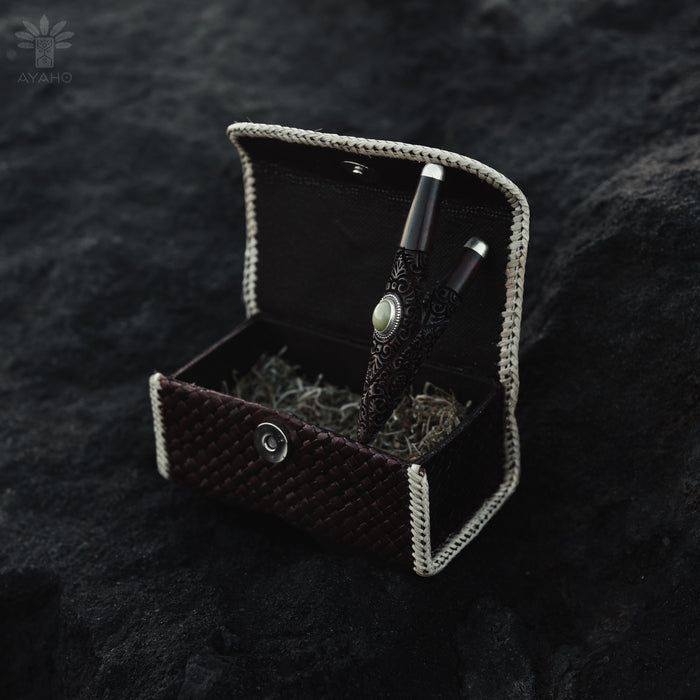 Rosewood Ethnic Pipe with Ye Ming Zhu Stone | Handcrafted Applicator for Ceremony