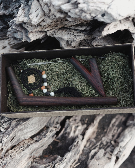 Rose Wood Tepi- Tepi Pipe for Hape Snuff - Tepi Kuripe - Wooden Smoking Pipe for Sacred Herbal Medicine - Shamanic Tools
