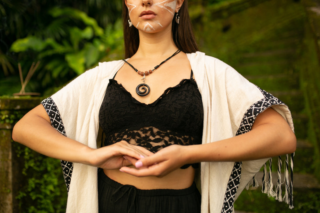 Spiral Amulet Pendant with Leather Loop – Protection Talisman