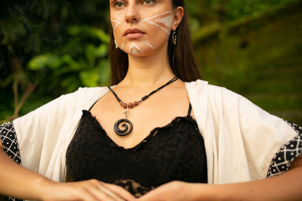 Spiral Amulet Pendant with Leather Loop – Protection Talisman