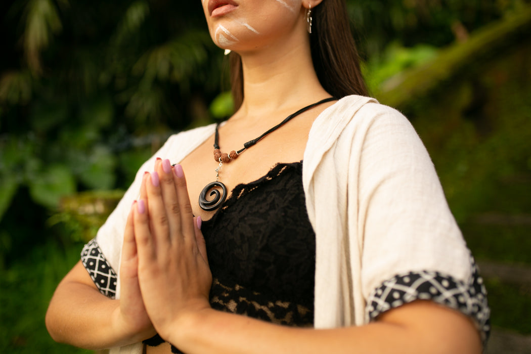 Spiral Amulet Pendant with Leather Loop – Protection Talisman