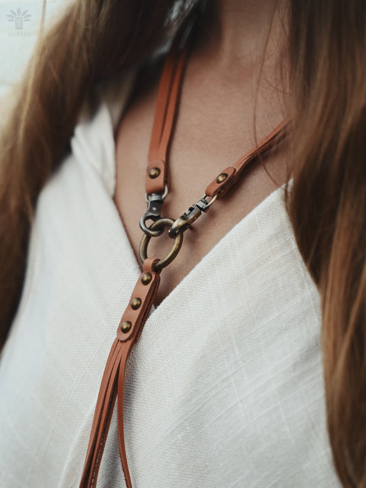 Handmade Boho Leather Tassel Necklace