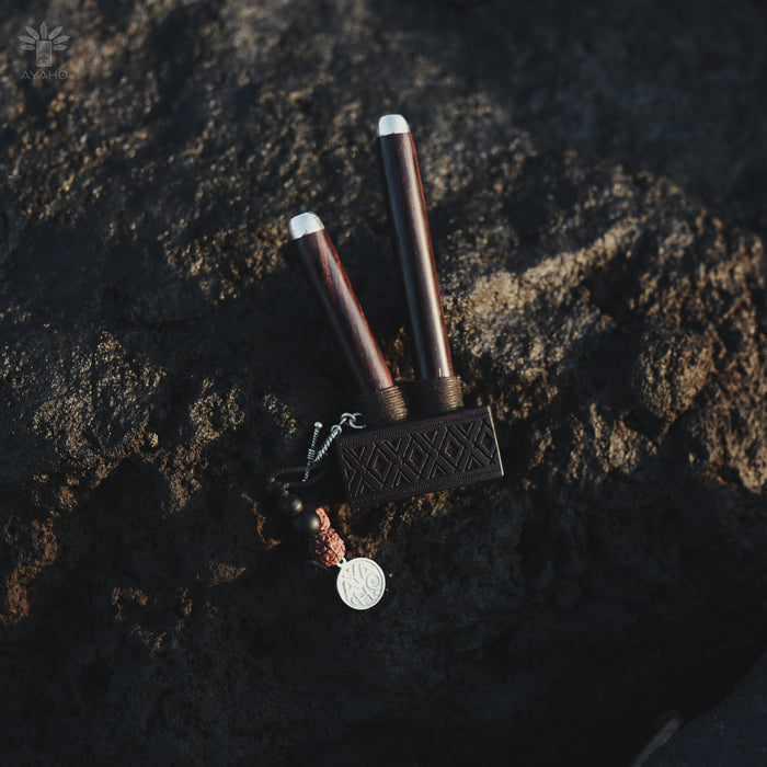 Ebony Wood Kuripe with Silver Cups