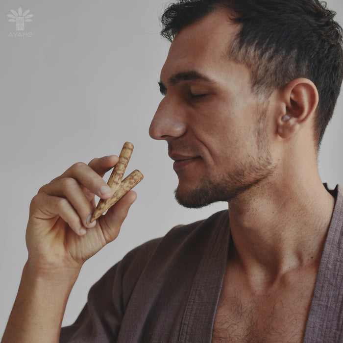 Fatwood Kuripe - Rustic Shamanic Kuripé Pipe