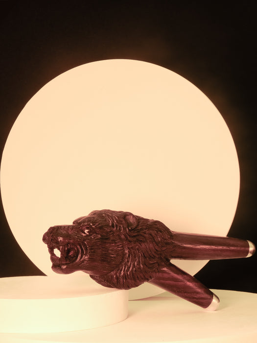 Lion Kuripe Pipe: Rosewood Hape Snuff Applicator - Shamanic Tool