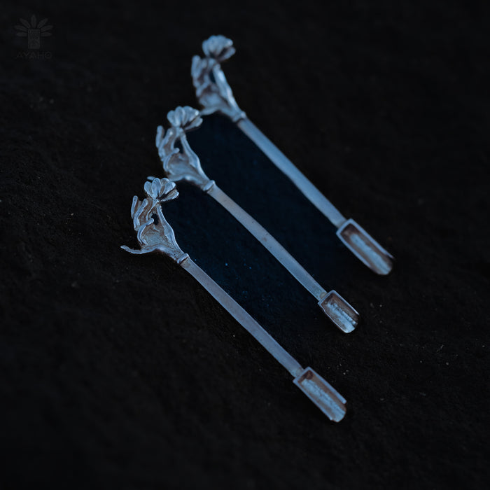 Silver Plated Rapé Spoon | Handcrafted Ceremonial Tool for Ritual Use