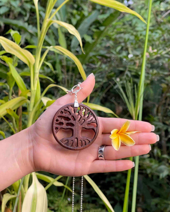 "Tree Of Life" Rosewood & Silver Amulet