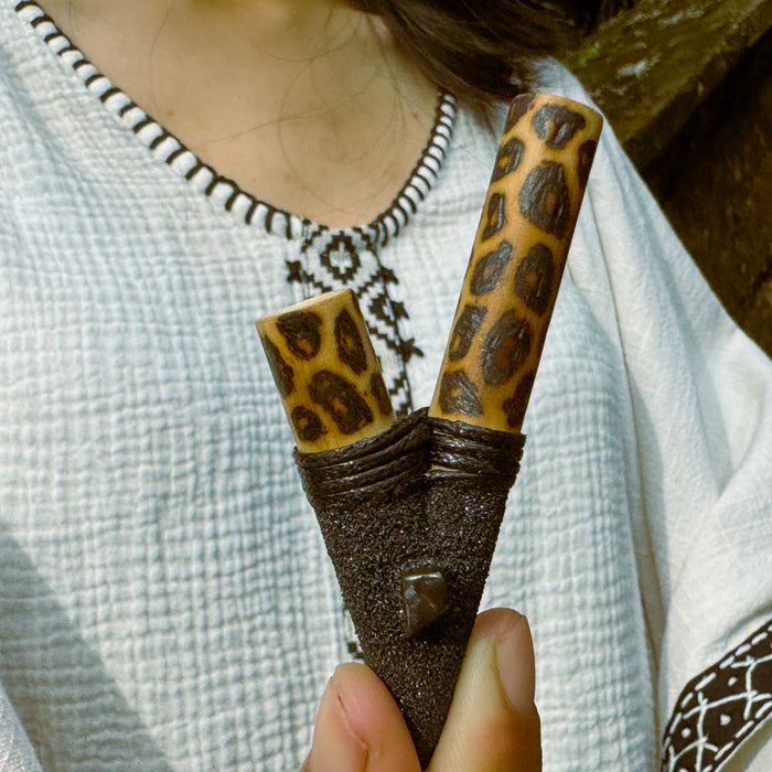 Bamboo Wood Kuripe with Stone + Spotted, designed to elevate your meditation practice and promote relaxation