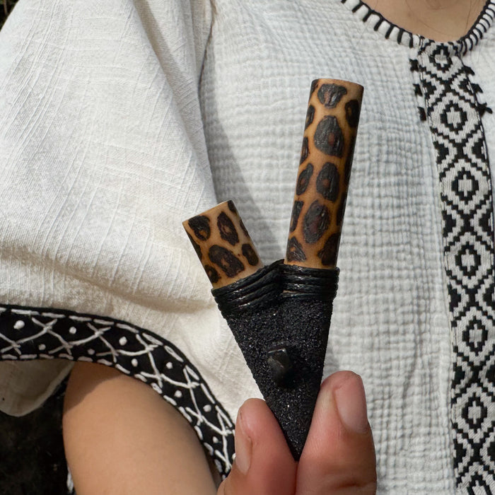 Bamboo Wood Kuripe with Stone + Spotted, supports self-discovery and spiritual growth, making your practice more profound.