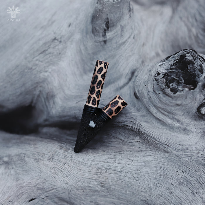 Bamboo Wood Kuripe with Stone + Spotted, featuring an ergonomic design that provides comfort and ease of use during practices.