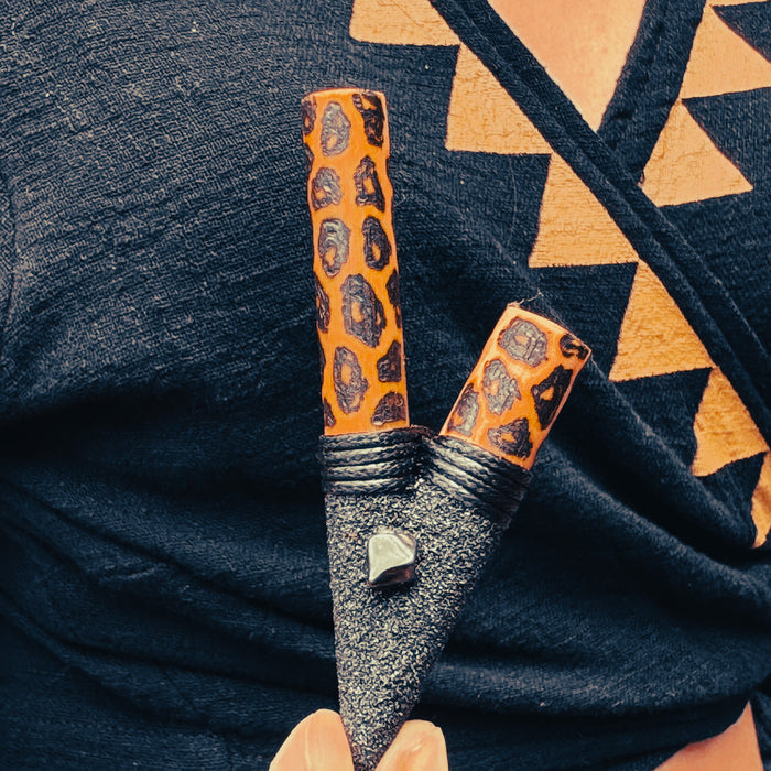 Bamboo Wood Kuripe with Stone + Spotted, lightweight and easy to carry, perfect for on-the-go healing sessions