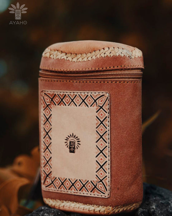 Unique handmade leather pouch designed for sacred rituals.