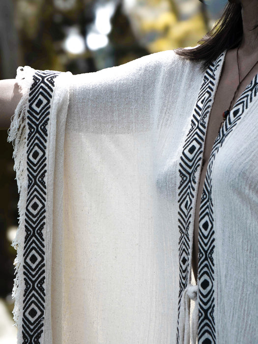 Boho Kimono – Handmade Cotton Festival Robe with Ethnic Embroidery