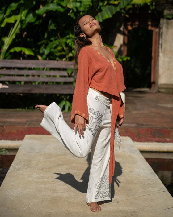 Sustainable wide-leg trousers with breathable fabric - perfect for holistic living
