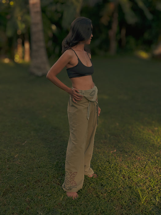 Boho unisex cotton pants “Spirit of Freedom” green