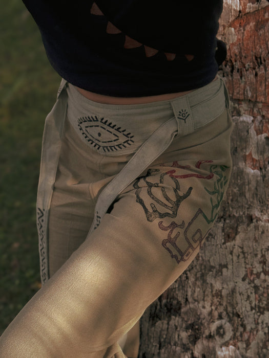 Boho unisex cotton pants “Spirit of Freedom” green