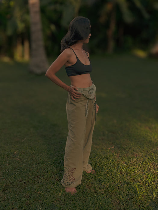 Boho unisex cotton pants “Spirit of Freedom” green