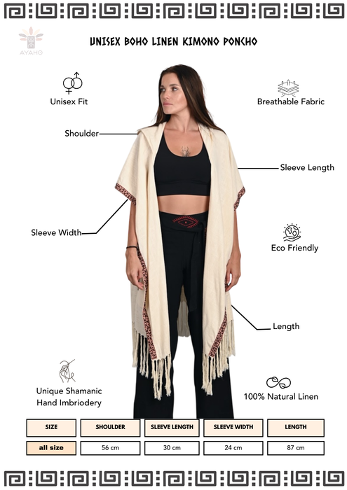 Linen Poncho Pink & Black