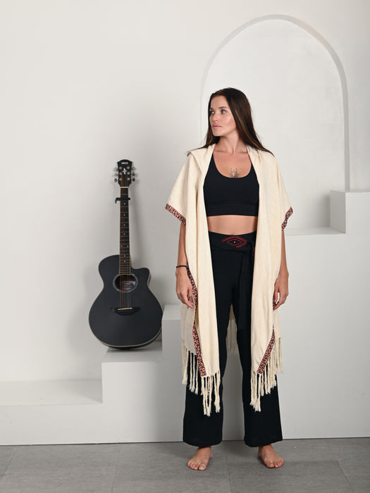 Linen Poncho Pink & Black