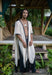 Versatile handmade cotton poncho in tribal shaman style, designed as a cardigan or ritual wrap with sacred symbolism