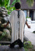 Bohemian shamanic poncho kimono made of 100% cotton, featuring spiritual embroidery and unisex design
